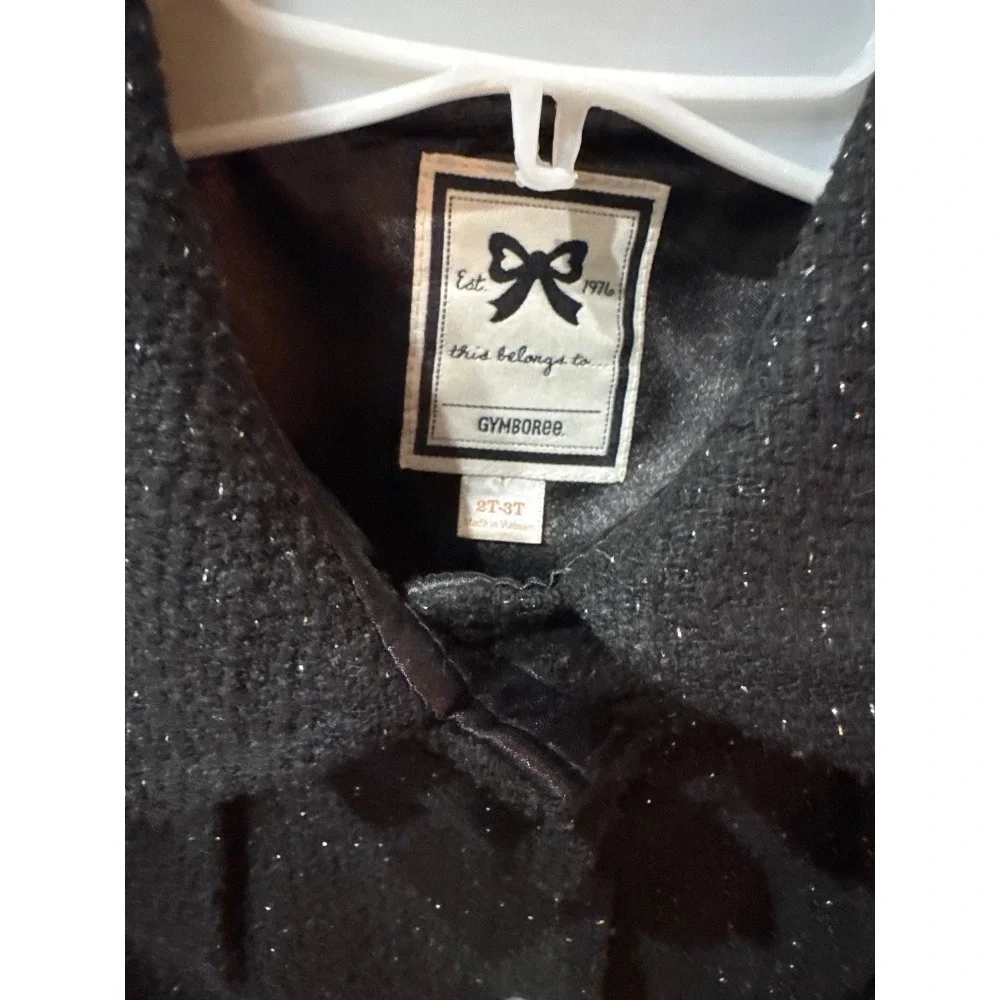 GYMBOREE PARTY PLAID BLACK SPARKLE DRESSY COAT‎ JACKET Size 2T/3T